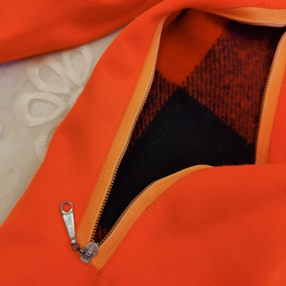 Vintage Woolrich Buffalo Wool Plaid and Acrylic Orange Reversible Jacket, XL - Picture 14 of 16